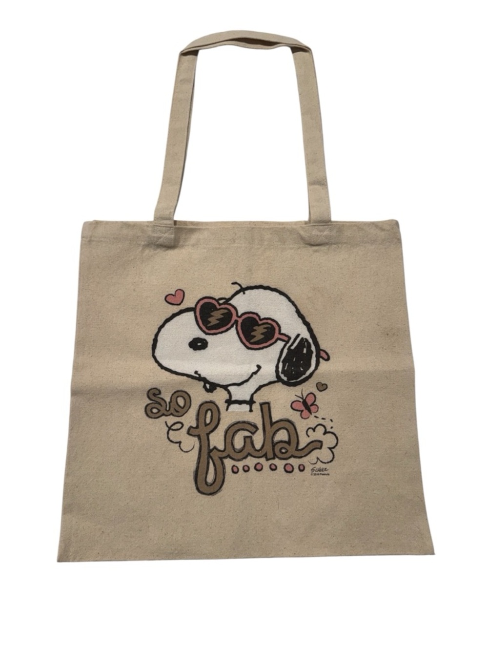 Peanuts Canvas Dog Tote Bag in Beige with Heart Sunglasses Design